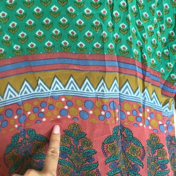 Tolani Nisha Tunic silk Green ladies tunic blouse top size medium - Picture 9 of 13